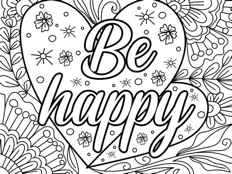 Be happy colouring book page design for adults and children 3206980 ...