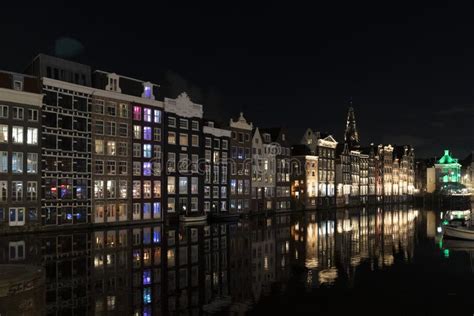 Amsterdam Canal at Night View Stock Image - Image of beautiful, view ...