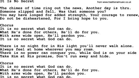 Baptist Hymnal, Christian Song: It Is No Secret- lyrics with PDF for ...