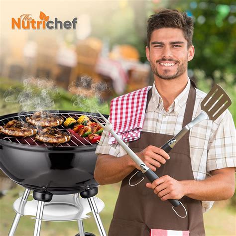 Buy NutriChefKitchen Portable Outdoor Charcoal BBQ Grill, Stainless Steel Charcoal Grill Offset ...
