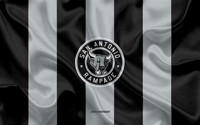 Download wallpapers San Antonio Rampage, American Hockey Club, emblem, silk flag, gray-black ...