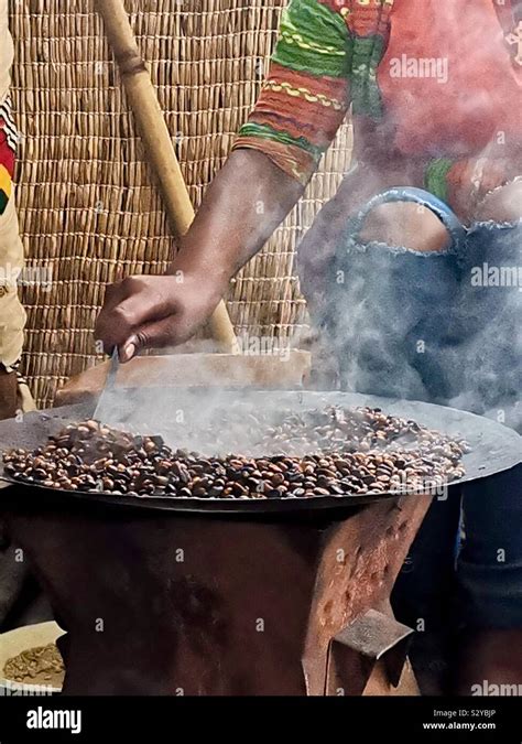 Roasting Coffee in a small traditional Ethiopian coffee shop Stock ...