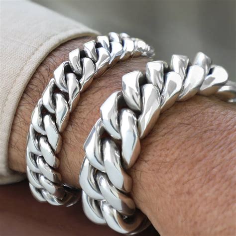 Solid 925 Sterling Silver Thick Men Bracelet 12 /20 MM - VY Jewelry