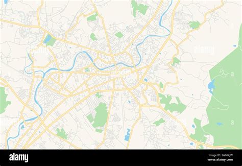 Printable street map of Lampang, Province Lampang, Thailand. Map template for business use Stock ...