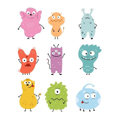 Premium Vector | Set cute monster stickers. cartoon illustration for book.