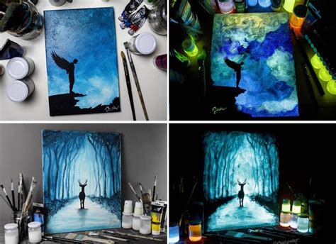 Italian artist’s mystical glow-in-the-dark paintings come to life at night