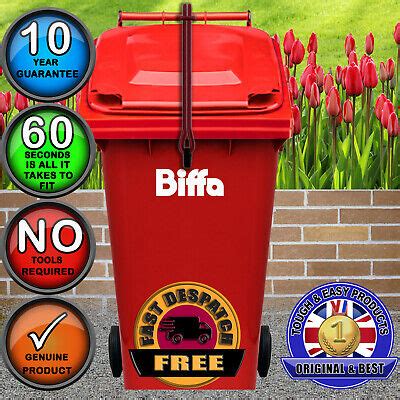 BIFFA Wheelie Bin Lid Lock Strap-NO DRILLING-Stop Wind Tipping Lid in RED ) | eBay