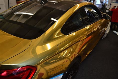 BMW M4 Gold Chrome Wrap Workshop - Reforma UK