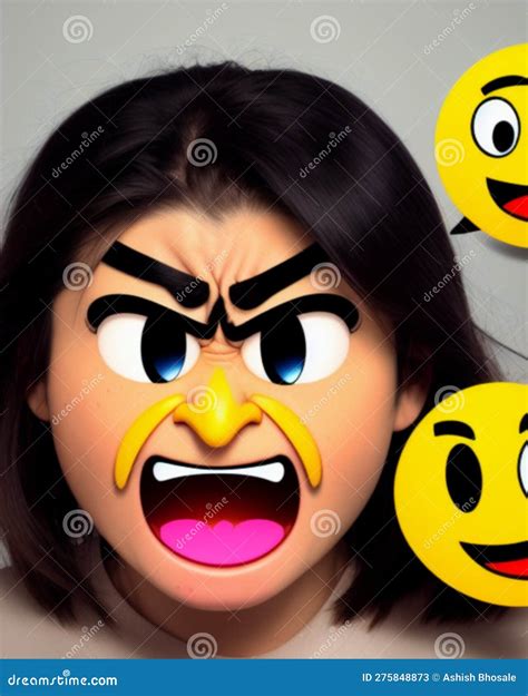 Angry Emoji, a Girl Shouting with Anger Emoji Stock Illustration - Illustration of girl, emoji ...