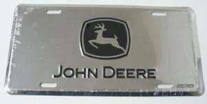 Amazon.com: John Deere Chrome Black Logo 6" x 12" Embossed Aluminum License Plate: Sports & Outdoors