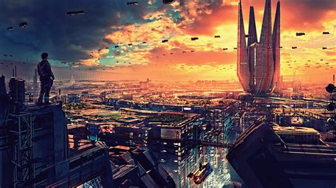 Science Fiction Cityscape Futuristic City Digital Art 4k, HD Artist, 4k ...