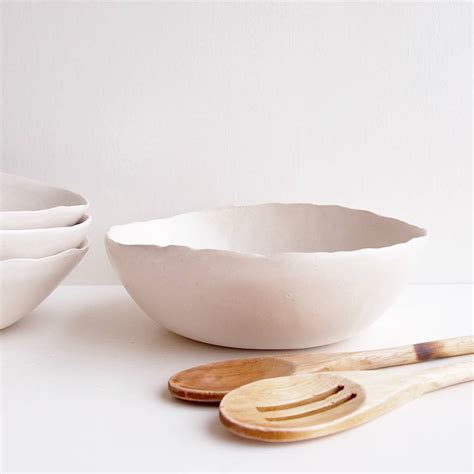 handmade satin white pottery ceramic serving bowl by kabinshop | notonthehighstreet.com