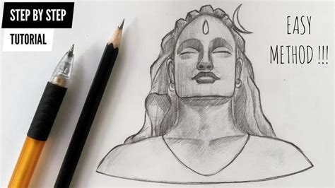 How To Draw Lord Shiva "Adiyogi Sketch" Step By Step Tutorial (Easy ...