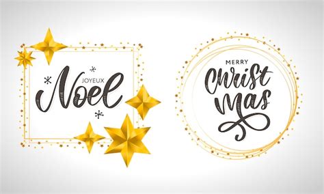 Premium Vector | Merry christmas card template with greetings in french language