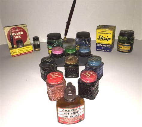 Vintage Fountain Pen Ink Bottles & Pen Lot | Fountain pen ink bottles, Fountain pen ink, Fountain