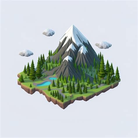 Premium Photo | Isometric 3d illustration mount hood with pacific ...