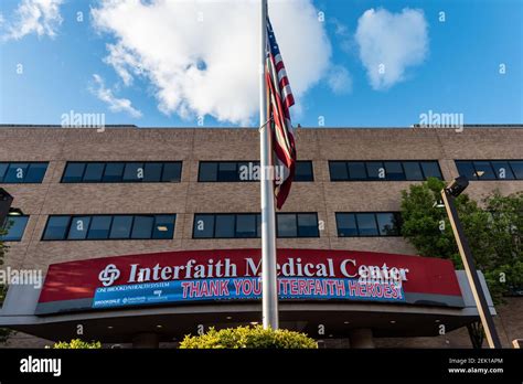 The Interfaith Medical Center in Brooklyn, New York displays a banner thanking its heroes for ...