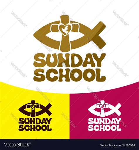 Logo sunday school and christian symbols Vector Image