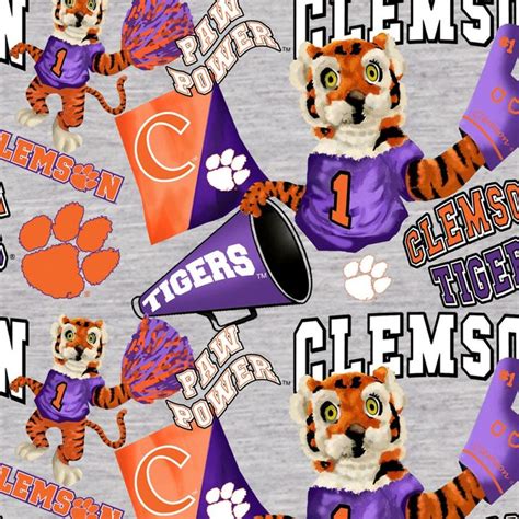 The University of Clemson Tigers Mascots Allover on Gray - Etsy | Clemson university tigers ...