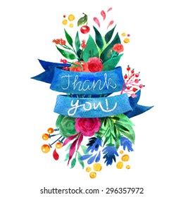 Beautiful Floral Thank You Card Bright Stock Vector (Royalty Free ...