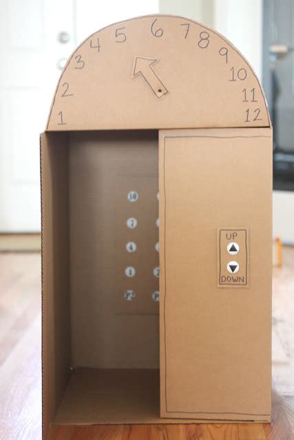 Cardboard Box Elevator with Push Buttons - Repeat Crafter Me