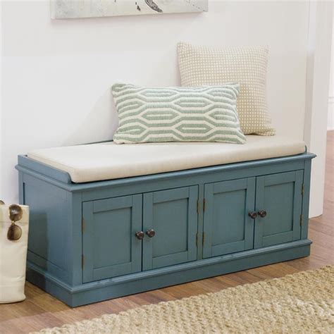 Home Decorators Collection Laughlin Antique Blue Storage Bench-7721700310 - The Home Depot ...