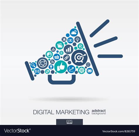 Flat icons in a speaker shape digital marketing Vector Image