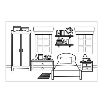 Premium Vector | Cozy bedroom interior vector illustration in a flat style