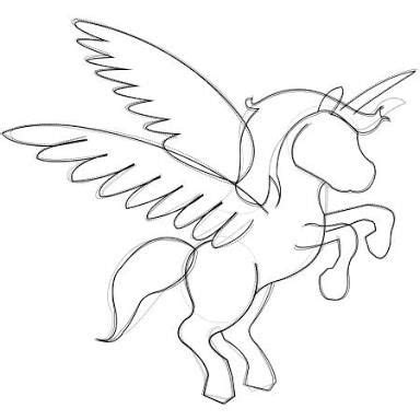 unicorn drawing easy - Google Search | Unicorn drawing, Cartoon drawings, Unicorn wings