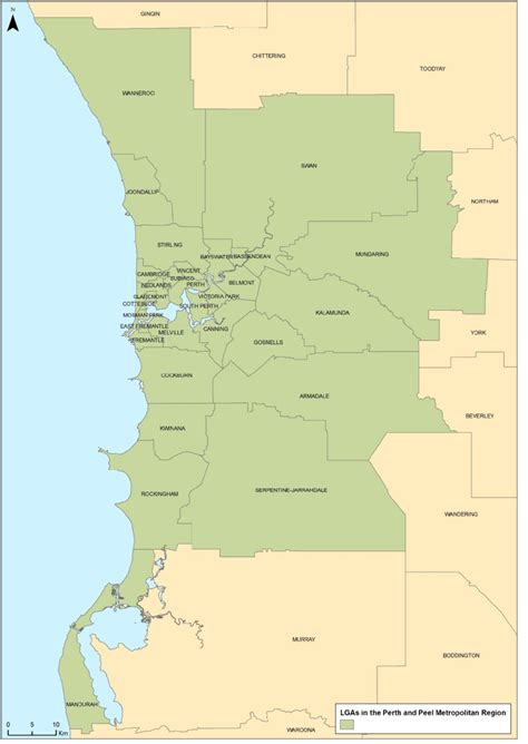 Map of the Perth metropolitan region and LGA boundaries | Download Scientific Diagram