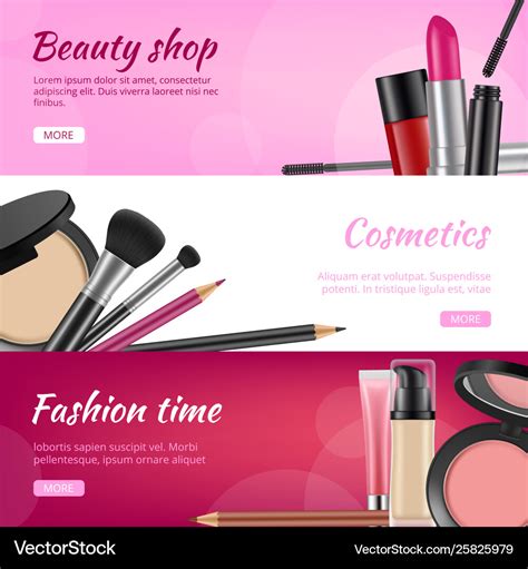 Cosmetic banners ads flyers with cosmetics Vector Image