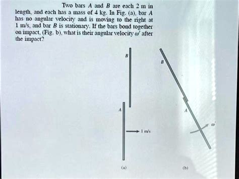 SOLVED: Two bars A and B are each 2 m in lengthand each has a mass of 4 kg.In Fig.a.bar A has no ...