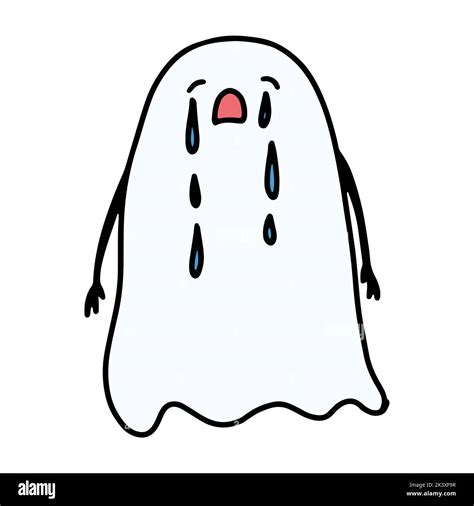 Funny Halloween Ghost Character. Hand Drawn Doodle Ghost Face Emotion ...