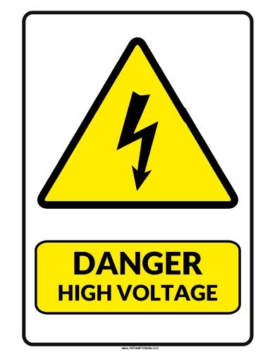 Danger High Voltage Sign – Free Printable