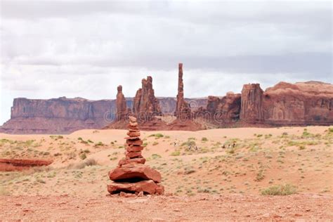 Hiking Trail Marking Cairn In Monument Valley Stock Photo - Image of ...