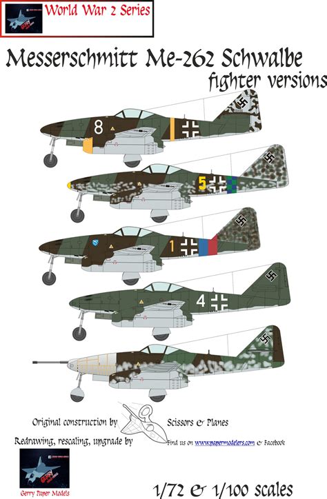 1/72 and 1/100 Messerschmitt Me-262 fighter versions (5) Kit Bundle ...