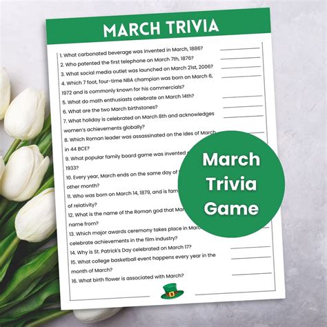 March Trivia Game, Spring Trivia, Trivia Night, Trivia Game for Kids ...