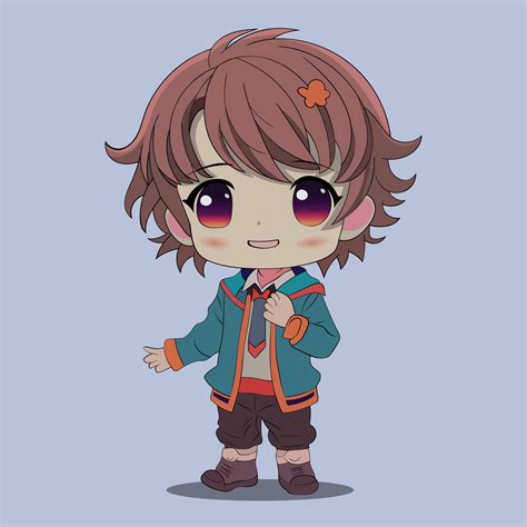 Cute chibi boy, anime character, brown hair in school clothes 26761553 ...