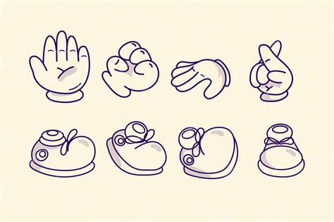 Free Vector | Hand drawn retro cartoon hand and feet illustration