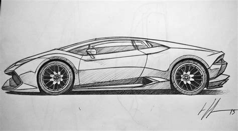 Lamborghini Huracan sketch. Ballpoint pen. : drawing