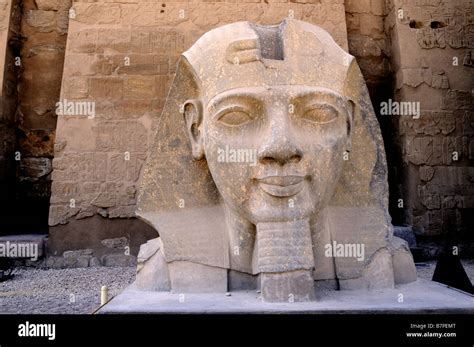 Giant head of Ramesses the Great at the Temple at Luxor in Egypt Stock ...