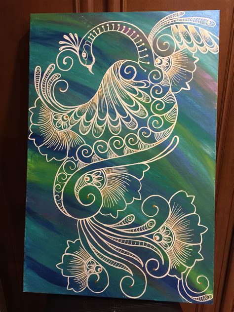 Peacock - free hand acrylics on canvas Lace Painting, Art Painting Gallery, Flower Art Painting ...