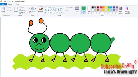 Draw and Color Cartoon Caterpillar in MS PAINT/ FAIZA_DRAWINGTV ...