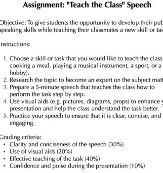 Assignment: "Teach the Class" Speech by Curt's Journey | TPT