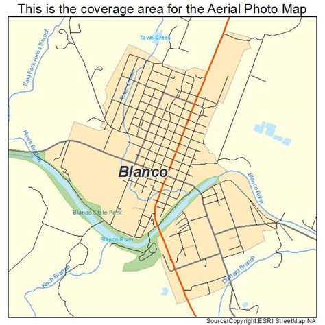 Aerial Photography Map of Blanco, TX Texas