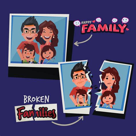 Torn paper with picture of sad family. Broken family concept. 2192410 ...