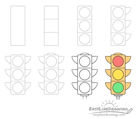 How to Draw a Traffic Light Step by Step - EasyLineDrawing