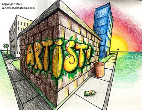 a drawing of the word artoist painted on a brick wall in front of a ...