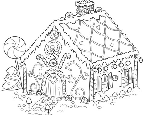 Free Printable Gingerbread House Coloring Pages for Kids