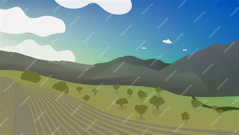 Premium Vector | Landscape illustration valley and mountains digital ...